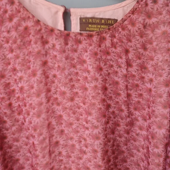 Varun Bahl Lanara shift dress pink daisy floral bell sleeve dress M. - Picture 5 of 5